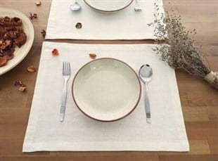 8 li Düz Keten Amerikan Servisi Naturel