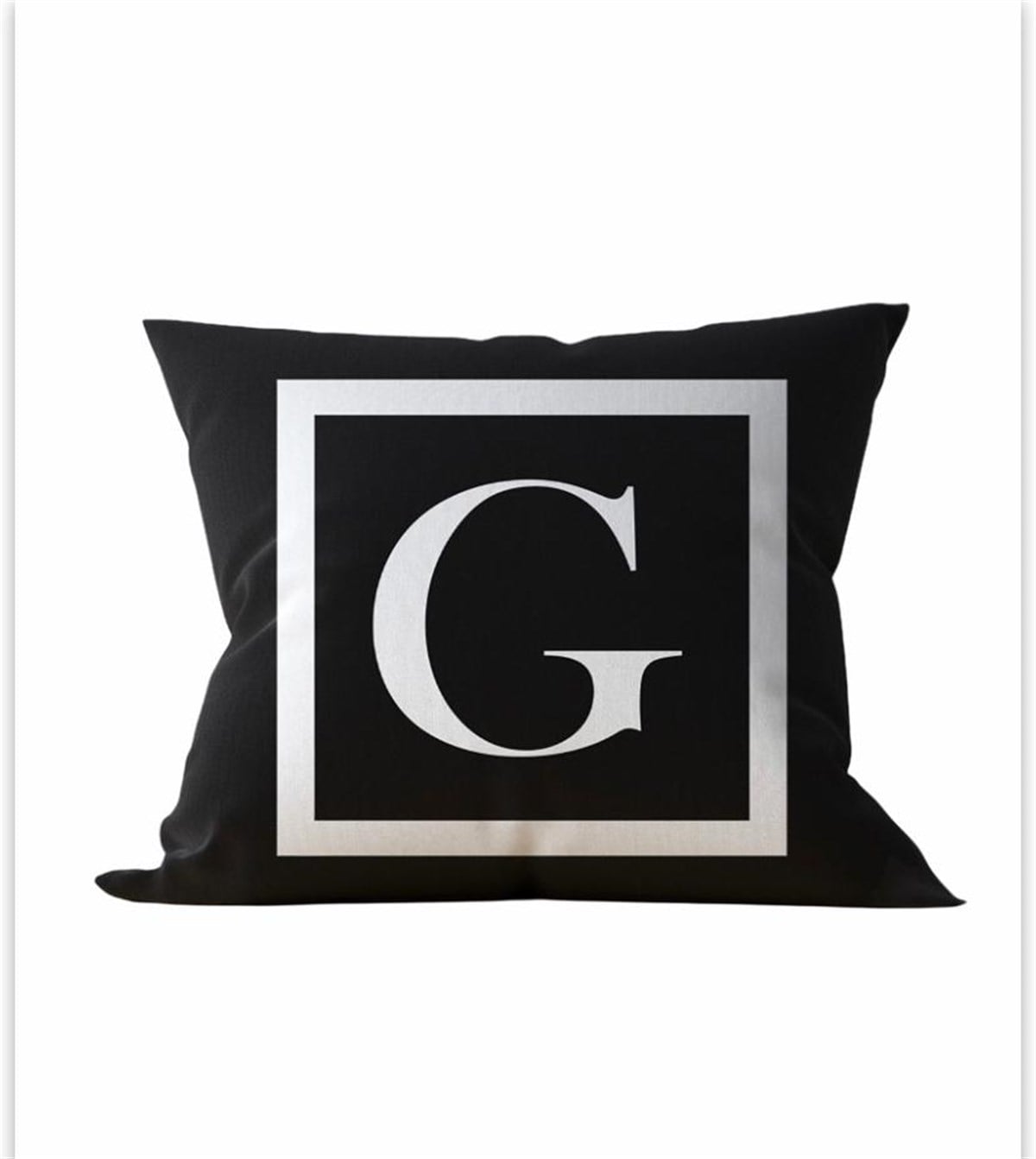 Çift Tarafı Baskılı Harfli Kırlent Kılıfı - G Harfi