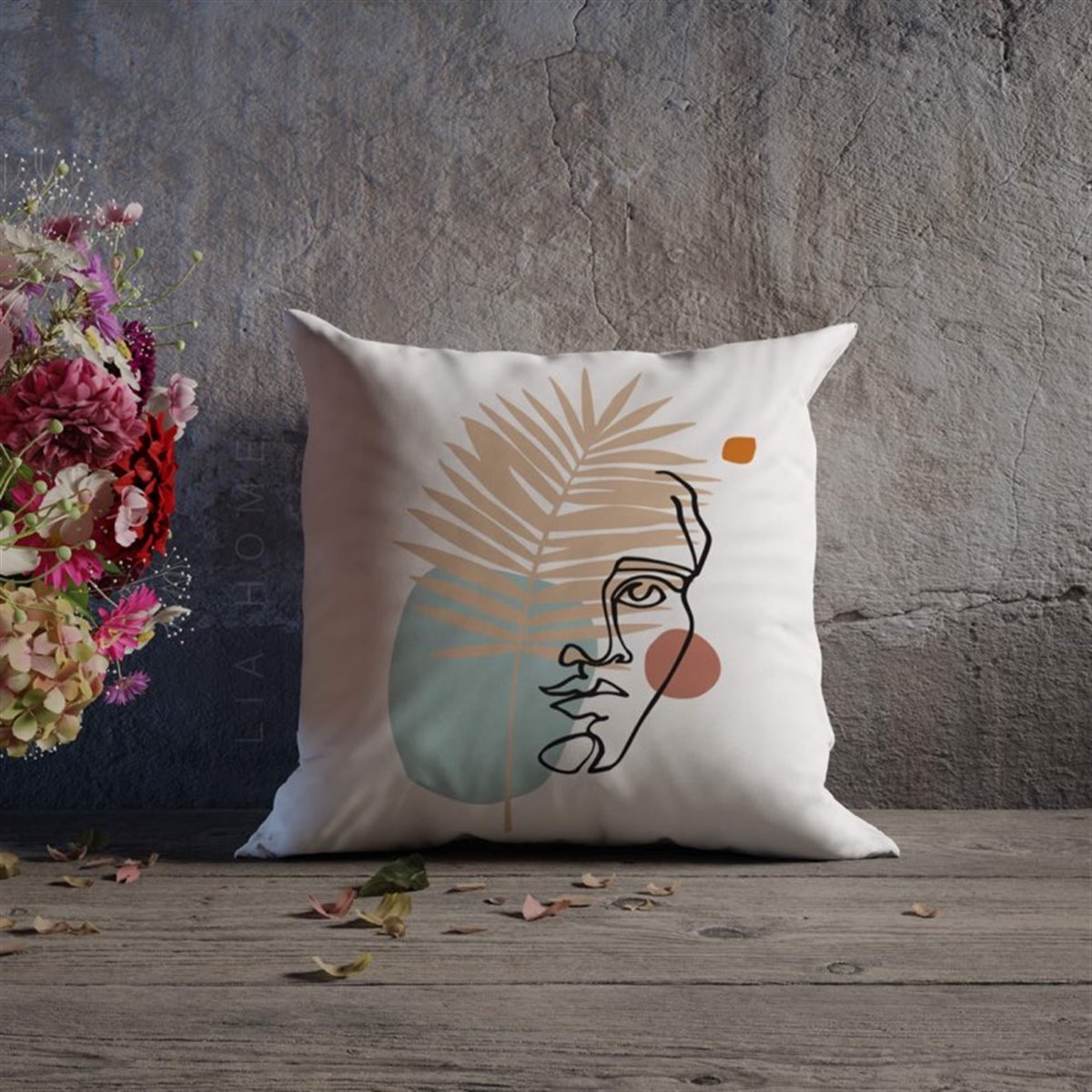Çift Taraflı Bohem Motif Kırlent Kılıfı 