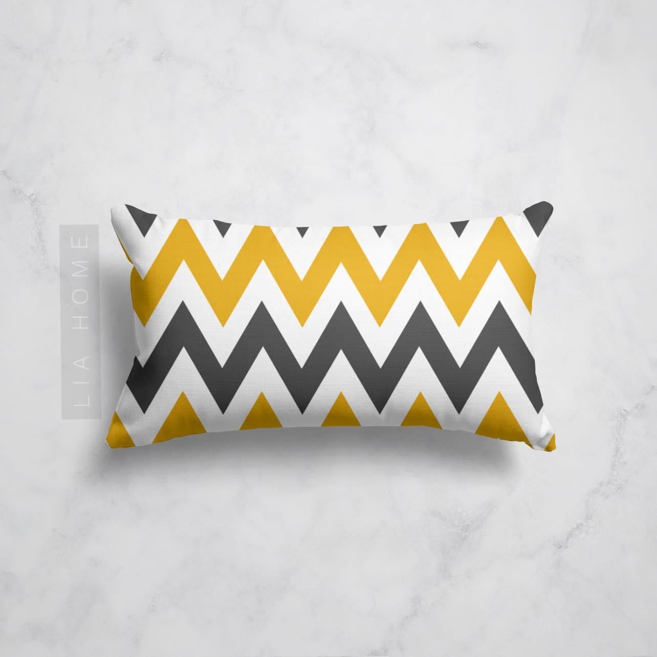 Çift Taraflı Zigzag Desenli Dekoratif Yastık Kılıfı 35*55 cm 