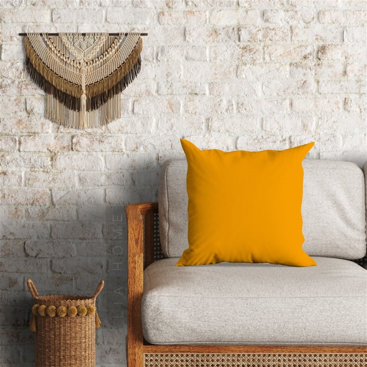 Hardal Renk Dekoratif Minder Kılıfı 60 x 60 cm