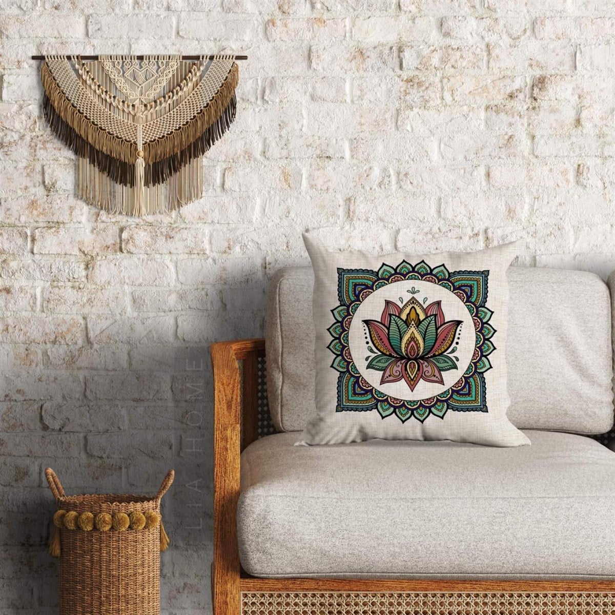 Mandala Desenli Dekoratif Minder Kılıfı 60*60 Cm 