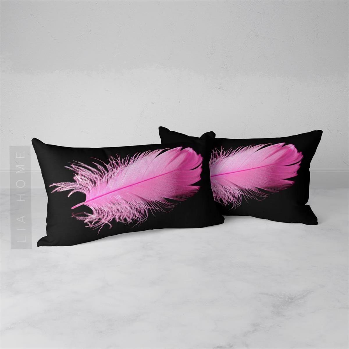 Pembe Tüy Desenli Dekoratif 2'li Yastık Kılıfı Seti 35 x 55 cm