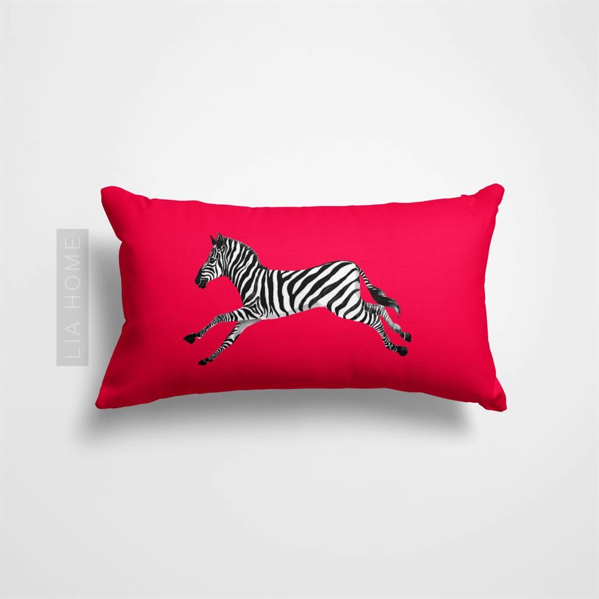 Zebra Desenli Çift Taraflı Dekoratif Yastık Kılıfı 32 x 55 cm