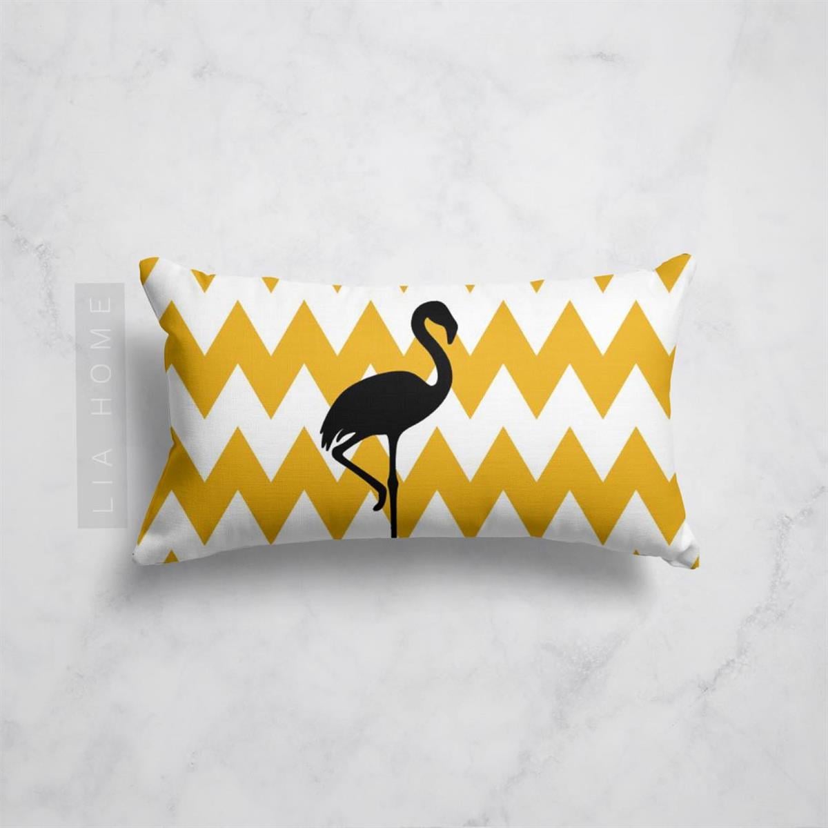 Zigzag ve Flamingo Desenli Dekoratif Yastık Kılıfı 35*55 cm 