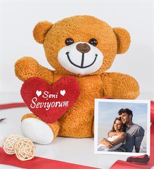 Kişiye Özel Fotoğraf ve 25 cm Seni Seviyorum Ayıcık Özgüner Oyuncak