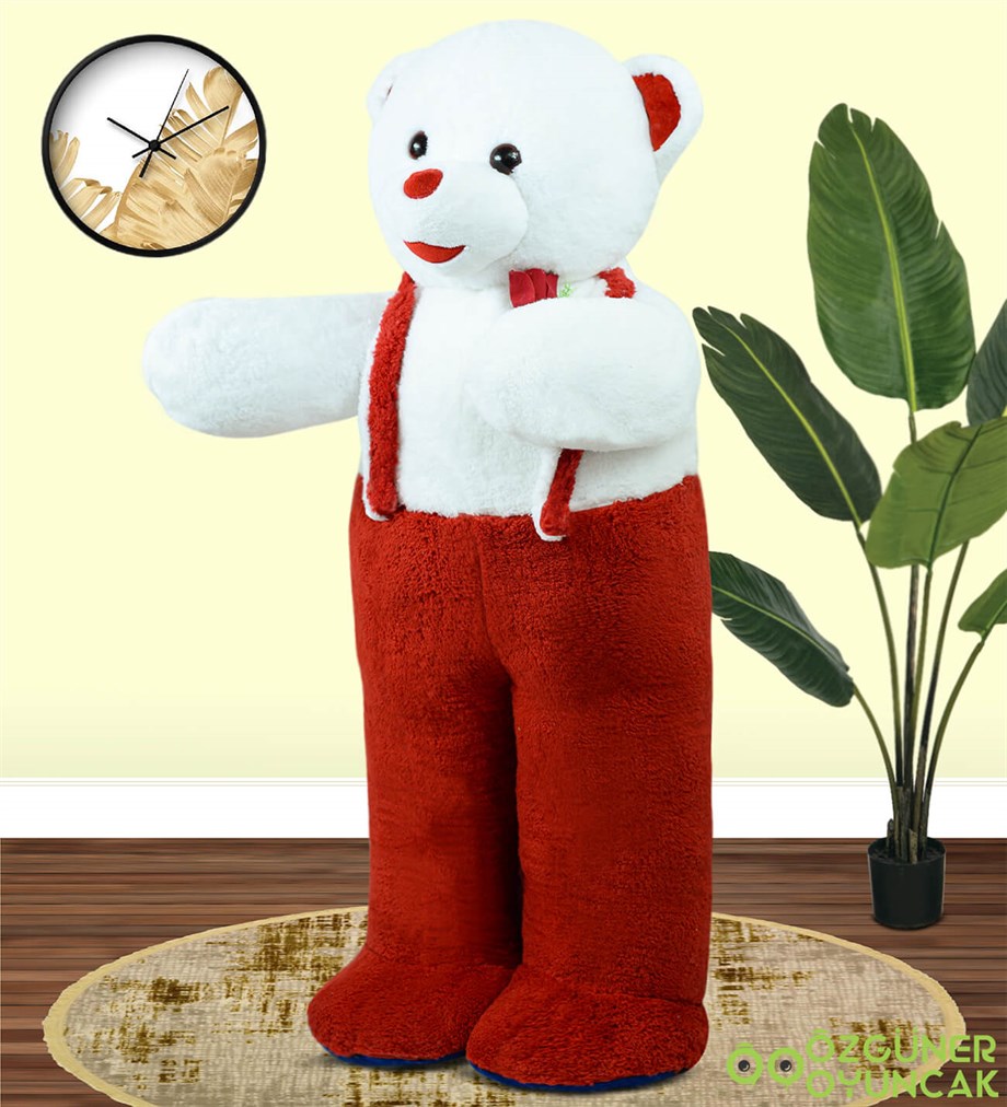 120 cm Çiçekli Tulumlu Ayıcık Kırmızı Fiyatları | Pababo.com