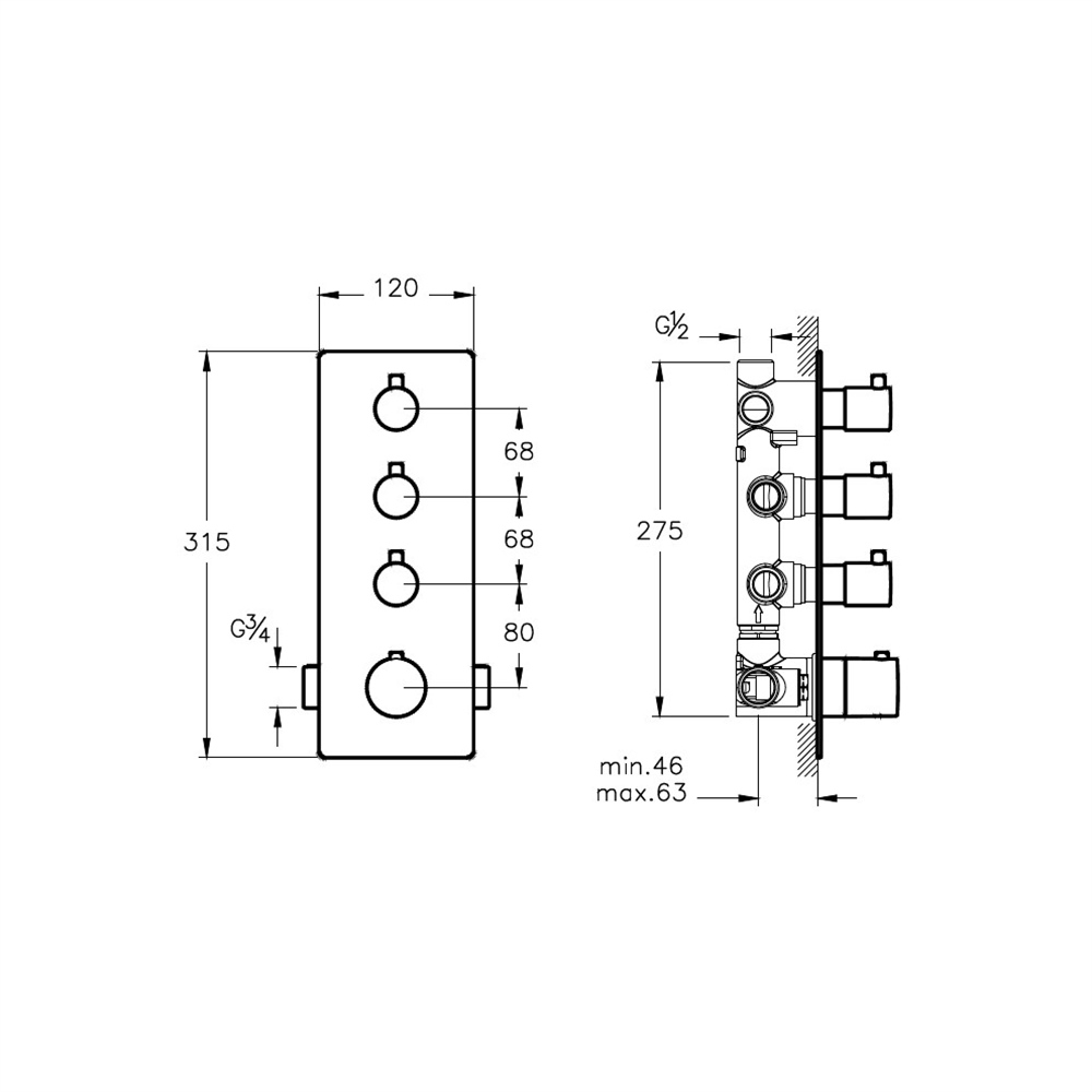 Artema Aquaheat S5 Ankastre Banyo-Duş Bataryası (5 Yollu Yönlendirici)