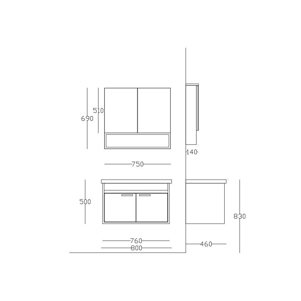 Bagnora Mare 80 cm Banyo Dolabı