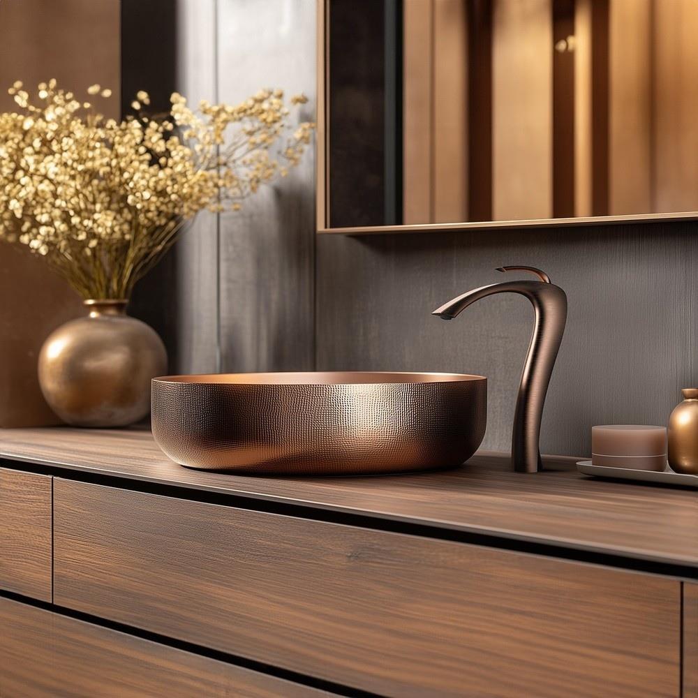 Graffe Aqualux Fırçalı Rose Gold Çanak Lavabo Bataryası