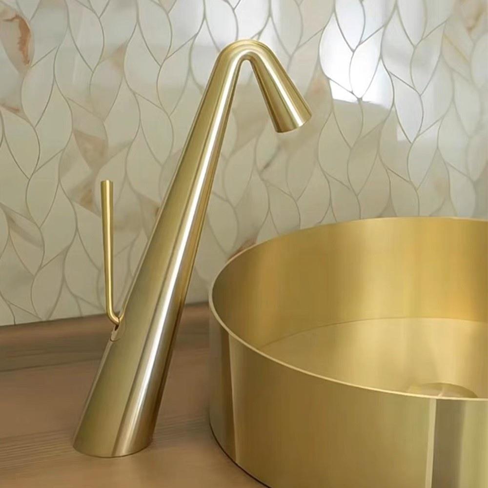 Graffe Crystal Fırçalı Altın Çanak Lavabo Bataryası