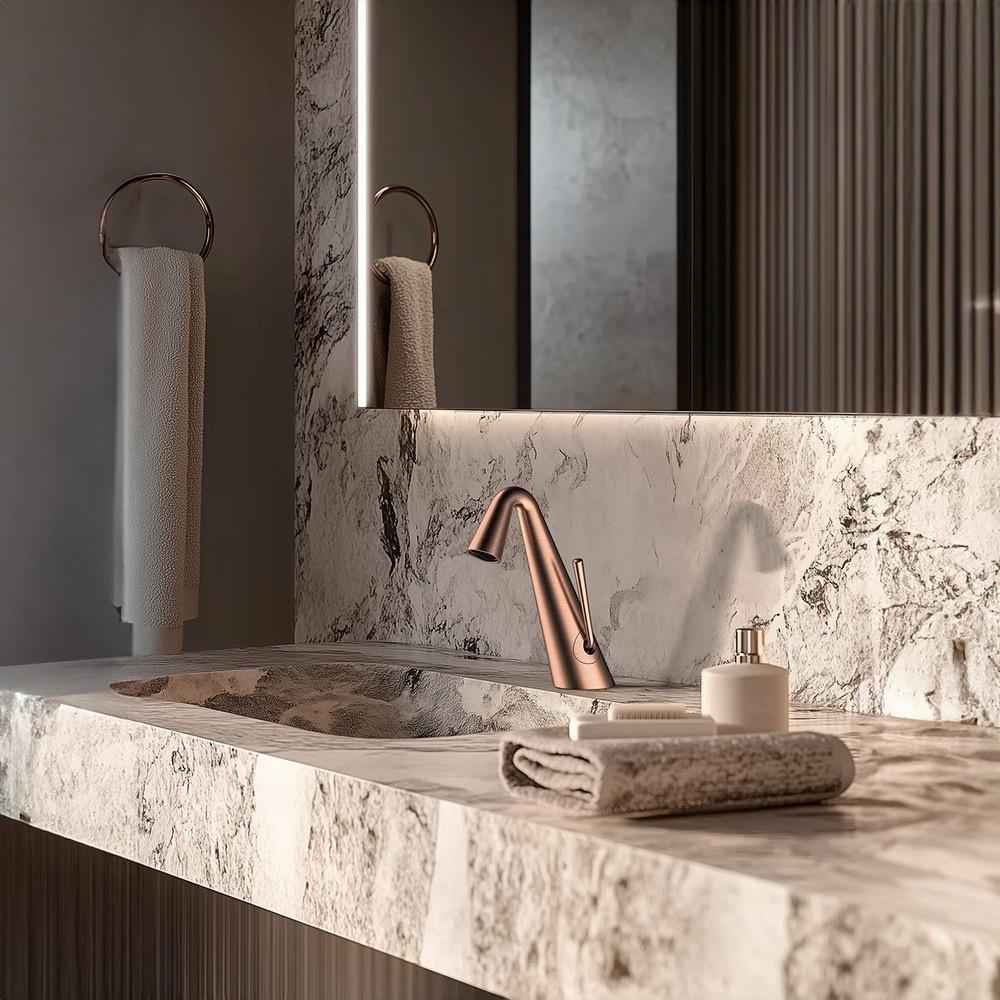 Graffe Crystal Fırçalı Rose Gold Lavabo Bataryası