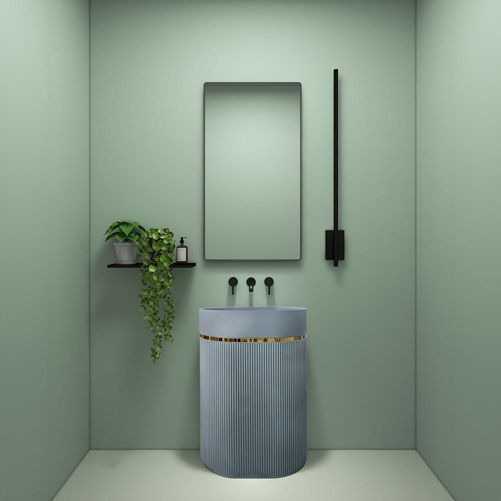 Graffe Luna Mat Gri Monoblok Lavabo