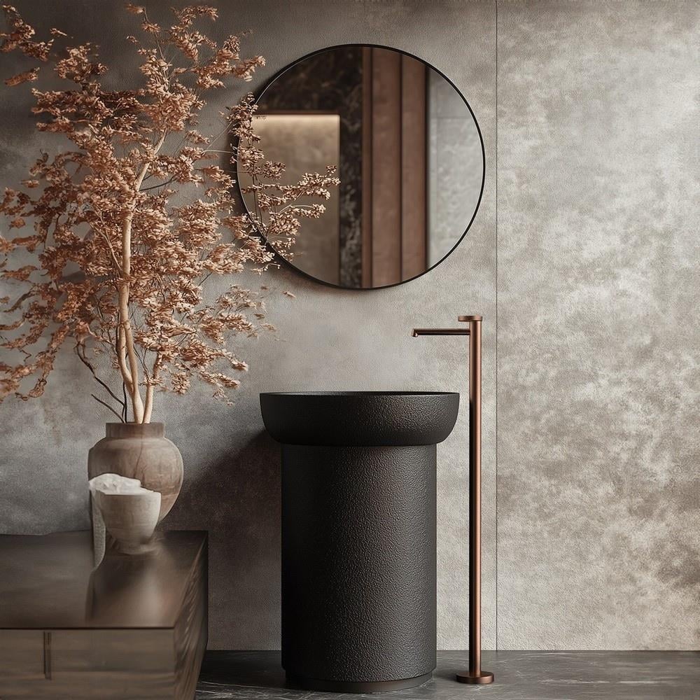 Graffe Noble Fırçalı Rose Gold Yerden Lavabo Bataryası