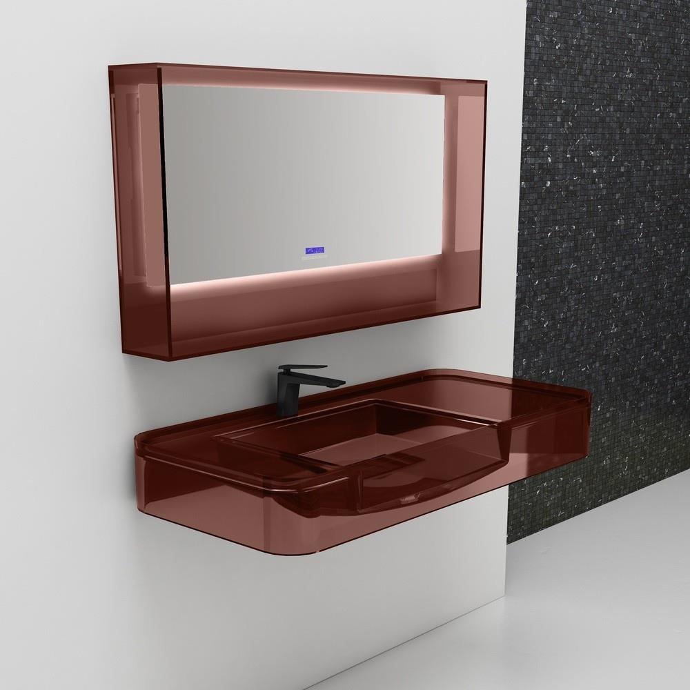 GraffeGraffe Solid 80 cm Şeffaf Cam Lavabo Kırmızı