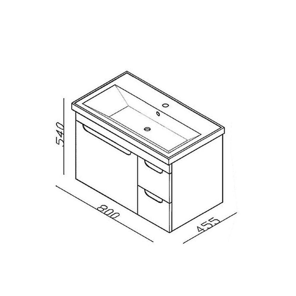 Lineart Enjoy 80 cm Lavabolu Kapaklı ve Çekmeceli Alt Modül