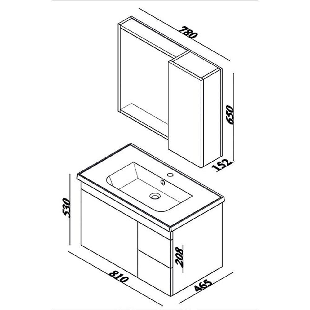 Lineart Linea 80 cm Banyo Dolabı 800