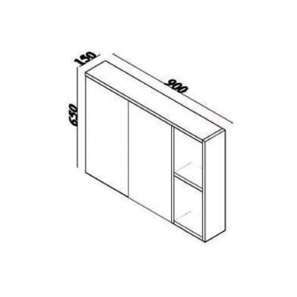 Lineart Ritmo 92 cm Açık Raflı Dolaplı Ayna