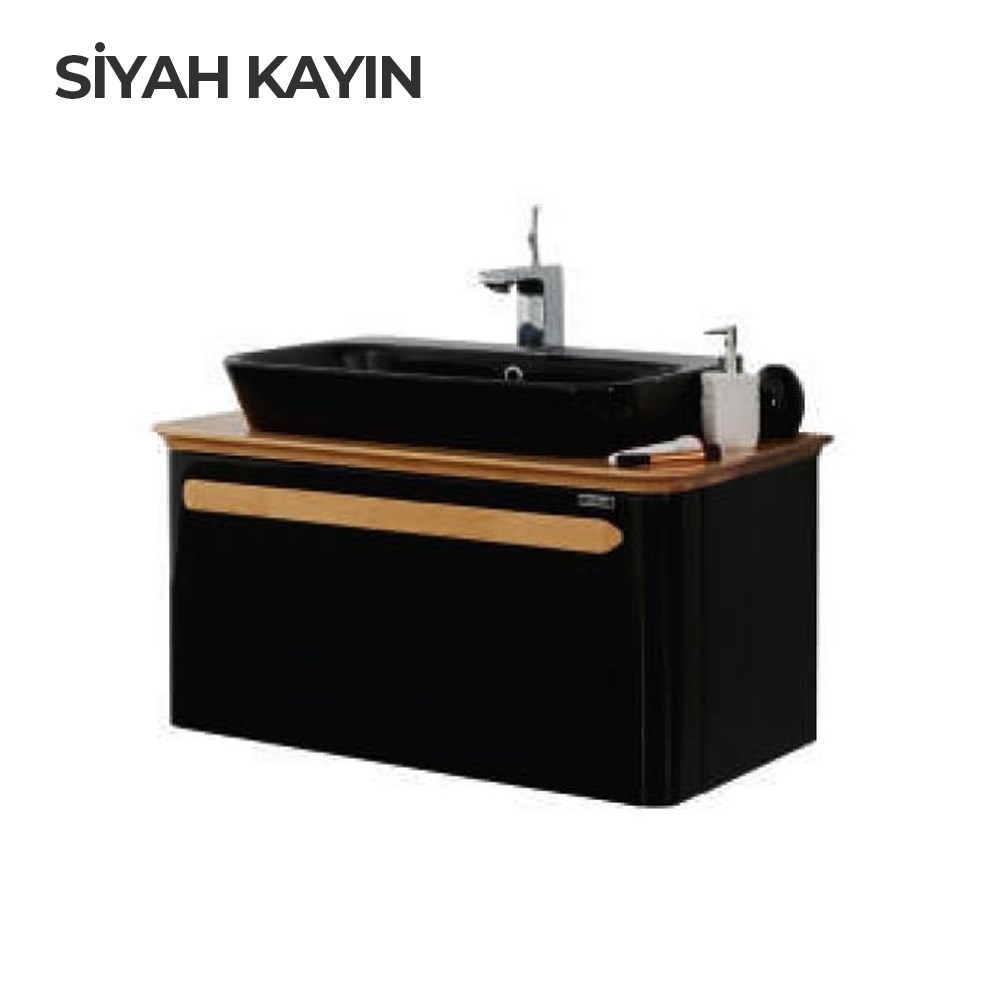 Lineart Sensio 85 cm Siyah Banyo Dolabı Alt Modülü