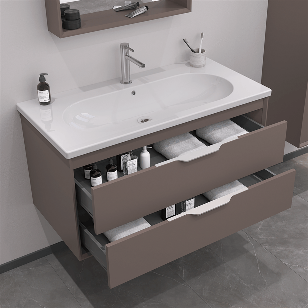 Orka Clay 80 cm Çift Çekmeceli Banyo Dolabı
