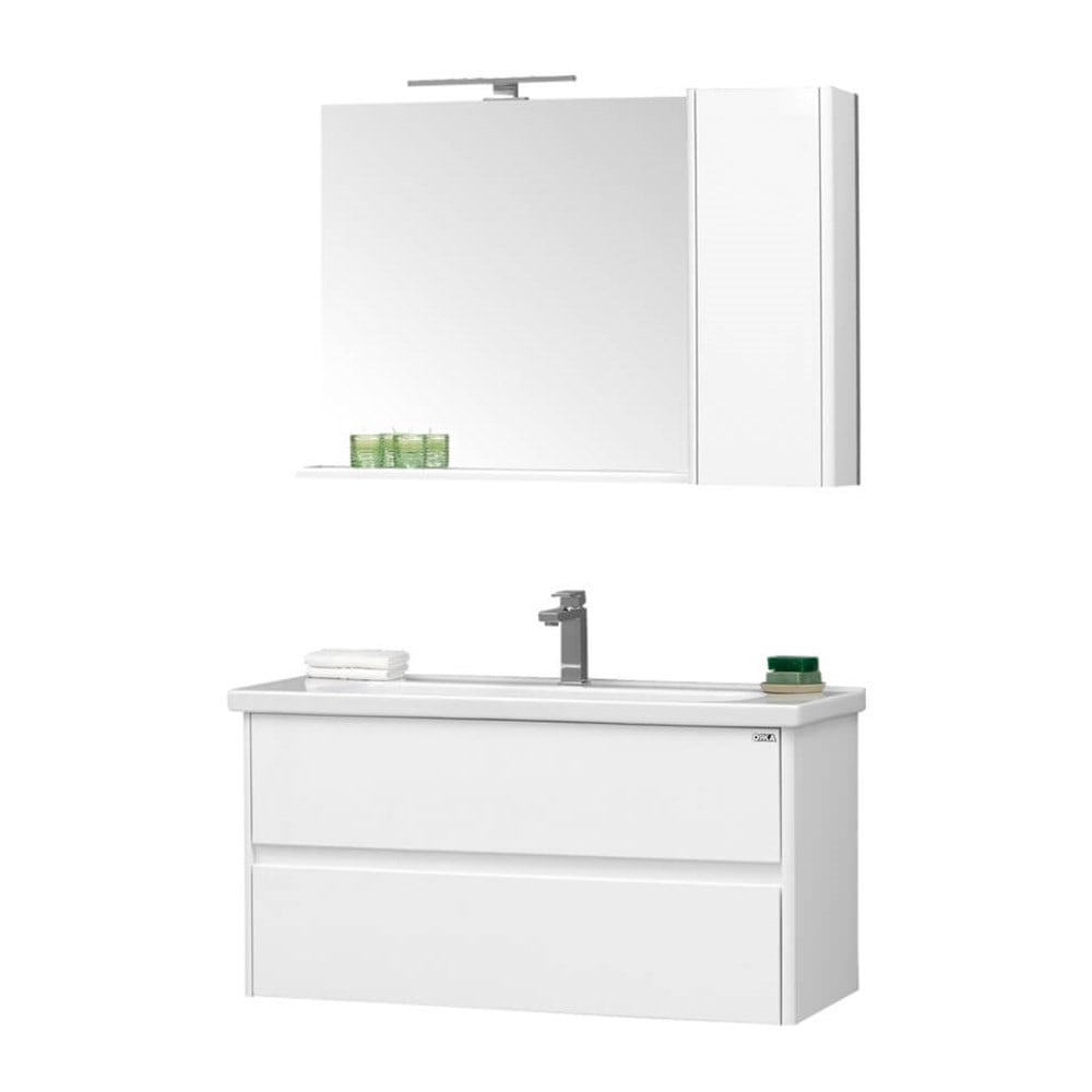 OrkaDüden Çekmeceli 100 cm Banyo Dolabı