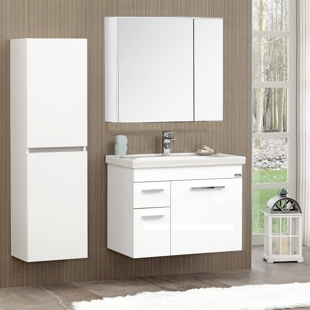 Orka Enez 80 cm Kapaklı Banyo Dolabı