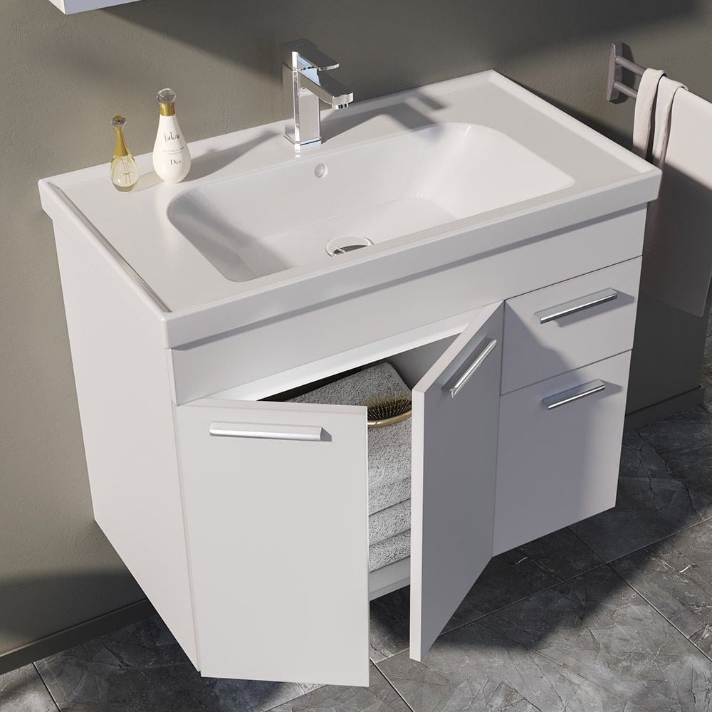 Orka Enez 80 cm Kapaklı Banyo Dolabı