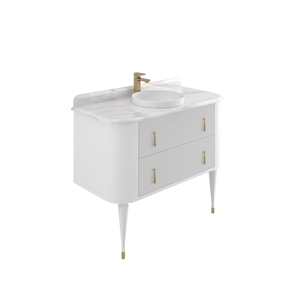 Orka Felice 100 cm Ahşap Ayaklı Banyo Dolabı Alt Modülü