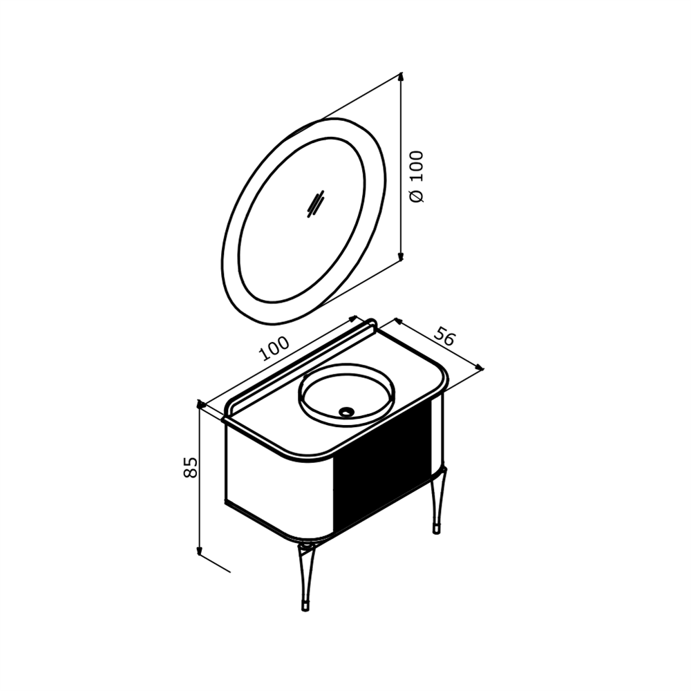Orka Felice 100 cm Ahşap Ayaklı Banyo Dolabı