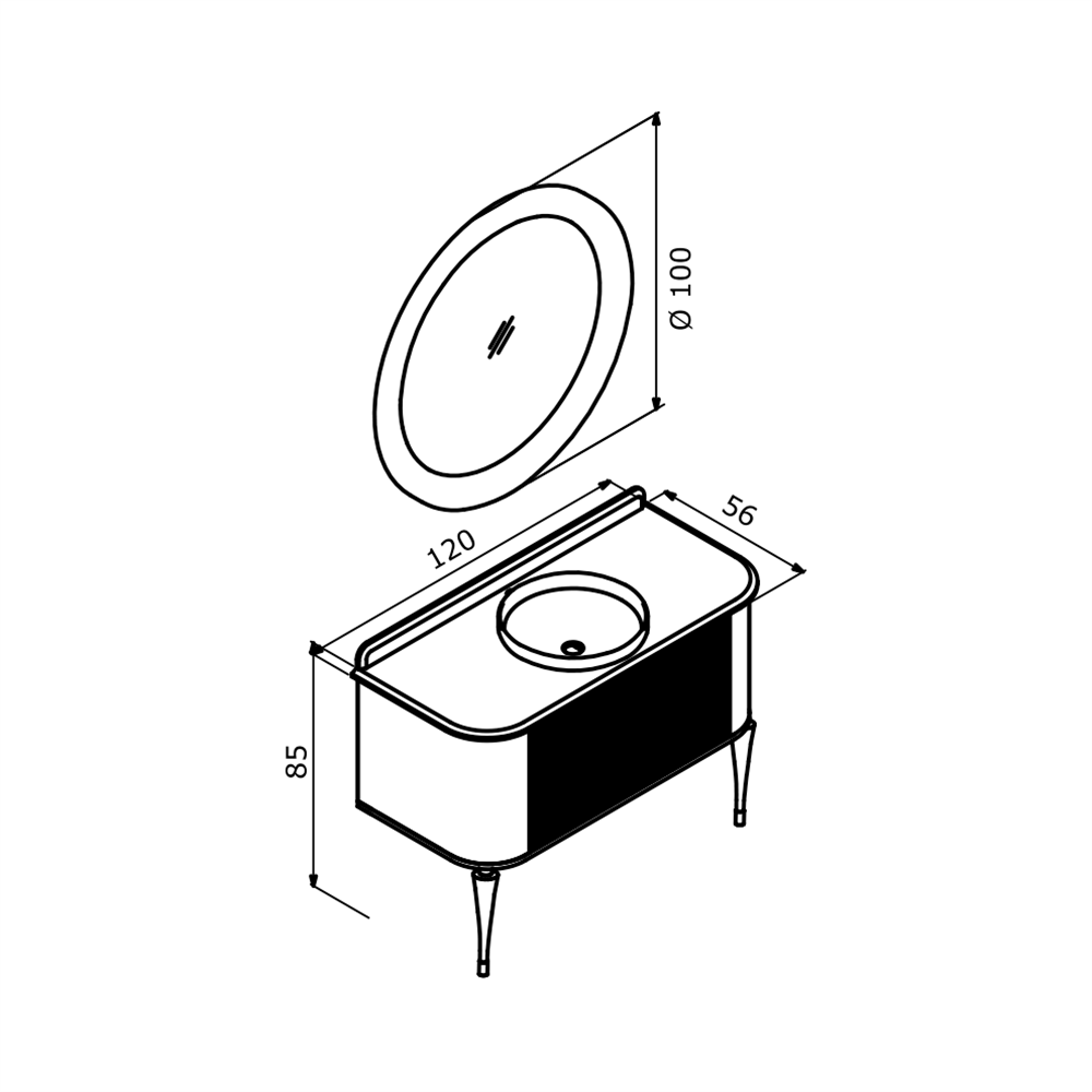 Orka Felice 120 cm Ahşap Ayaklı Banyo Dolabı