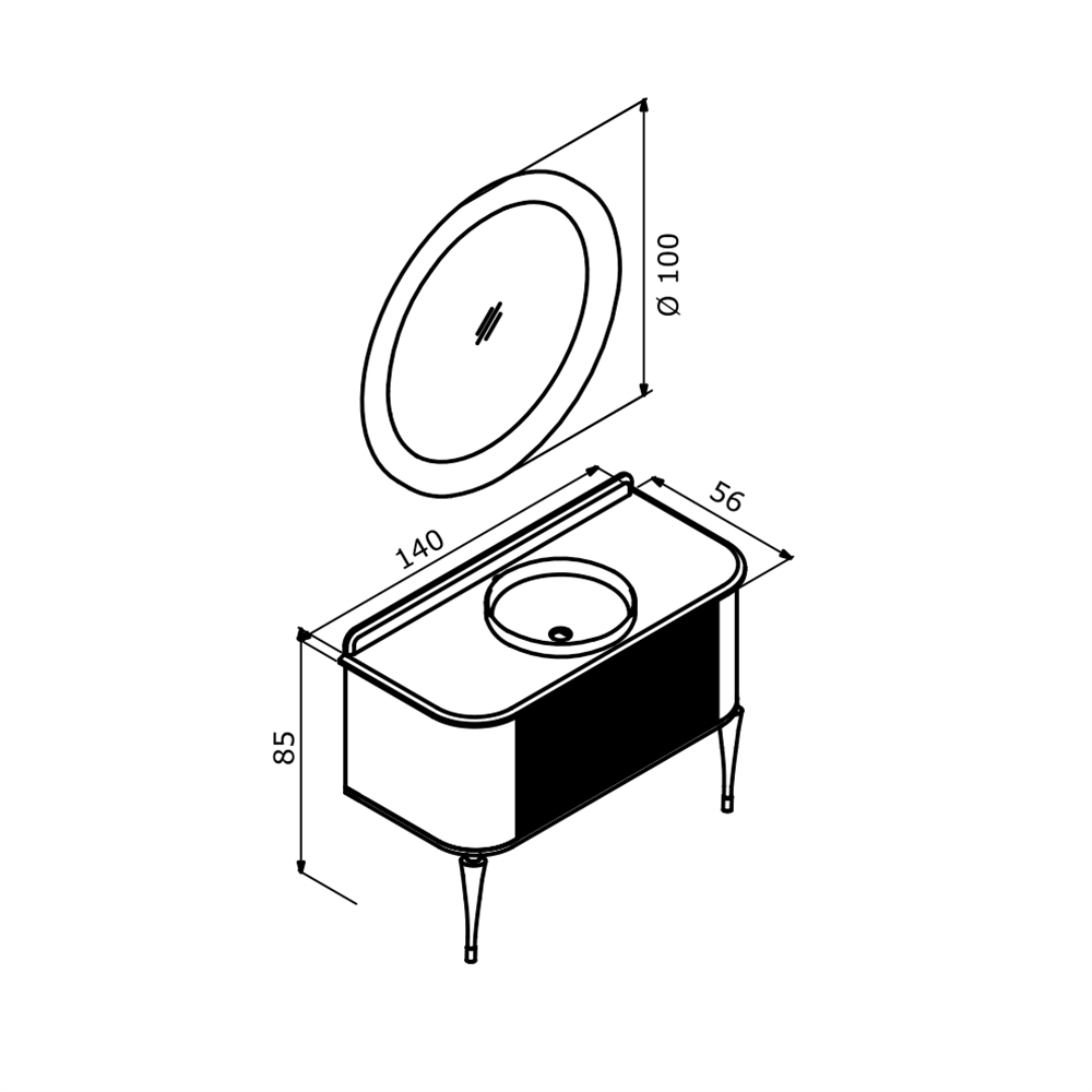 Orka Felice 140 cm Ahşap Ayaklı Banyo Dolabı