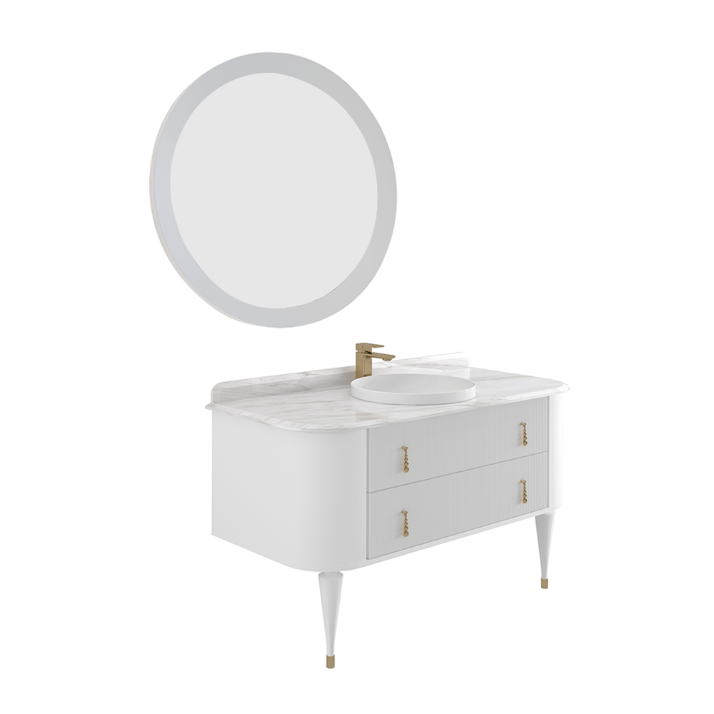 OrkaFelice 140 cm Ahşap Ayaklı Banyo Dolabı