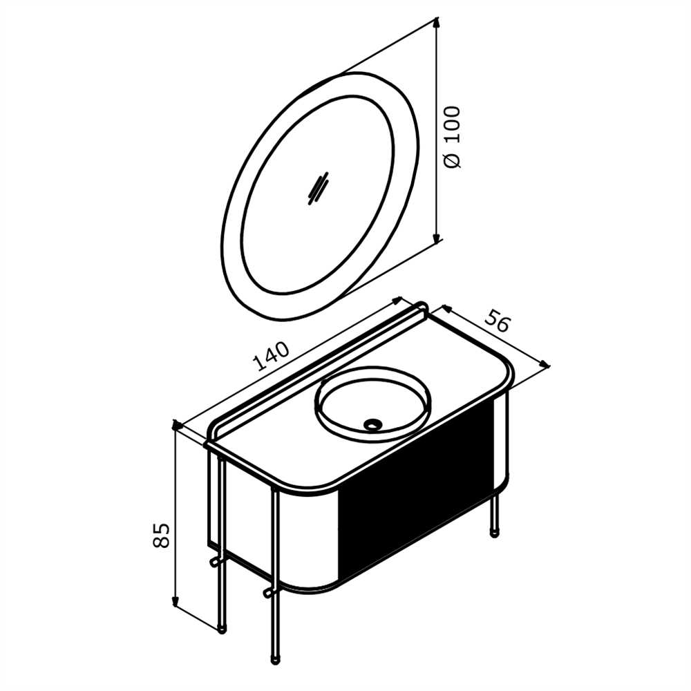 Orka Felice 140 cm Metal Ayaklı Banyo Dolabı