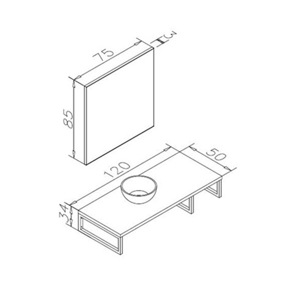 Orka Kestel 120 cm Banyo Dolabı