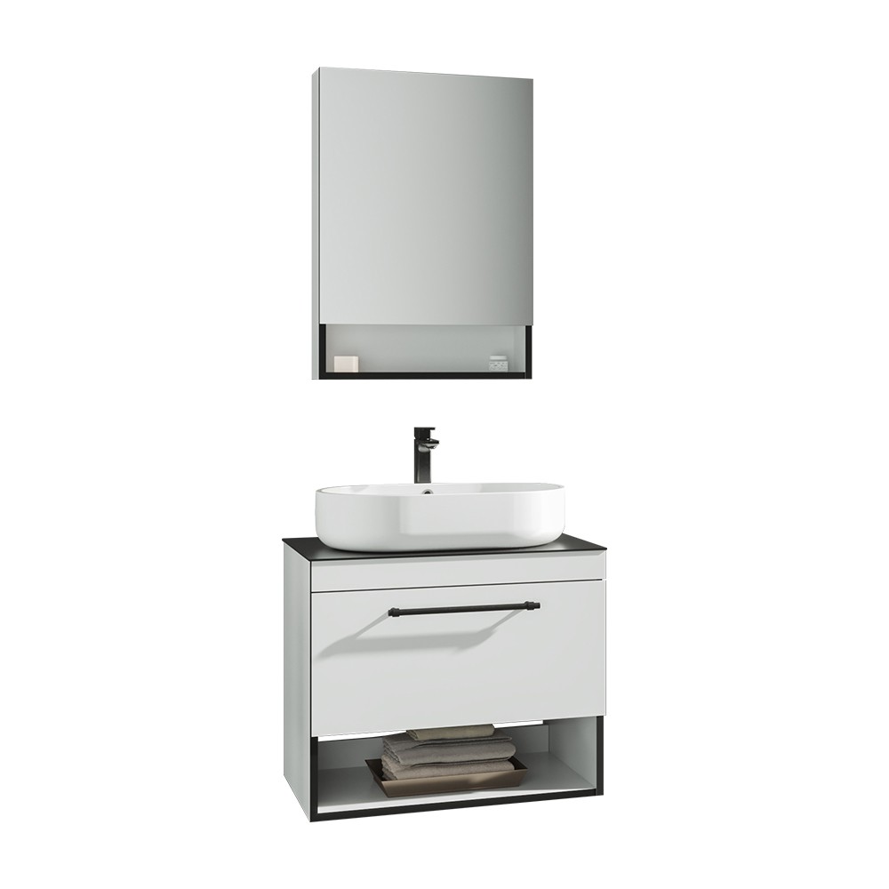 OrkaKnidos 70 cm Ayna Dolaplı Banyo Dolabı