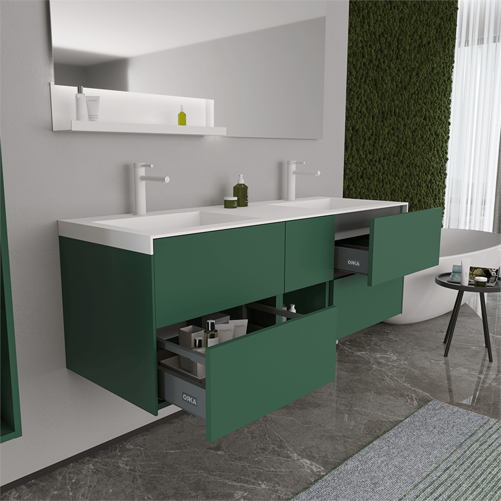 Orka Milano 140 cm Çift Lavabolu Banyo Dolabı