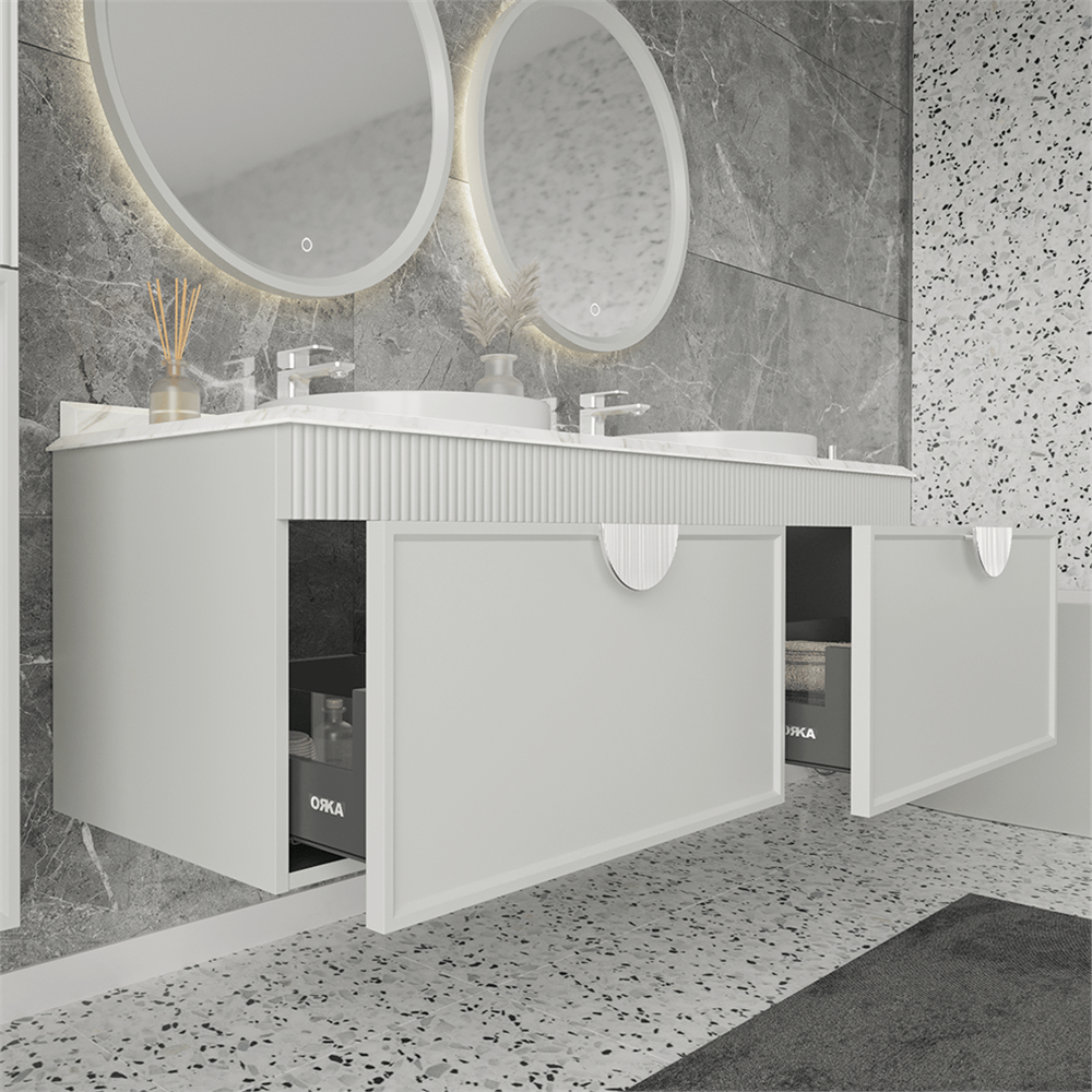 Orka Molino 160 cm Çift Lavabolu Banyo Dolabı