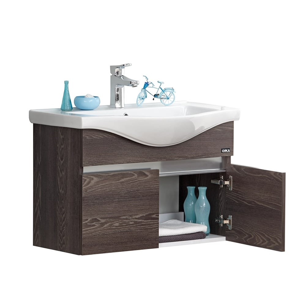 OrkaOrka Dinar 80 cm Kapaklı Banyo Dolabı Alt Modülü