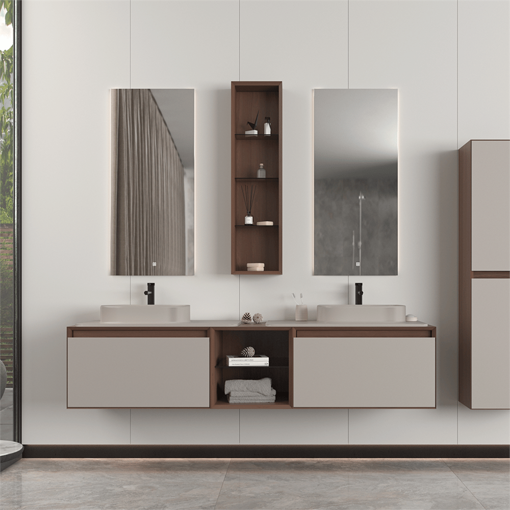 OrkaPacific 180 cm Çift Lavabolu Banyo Dolabı