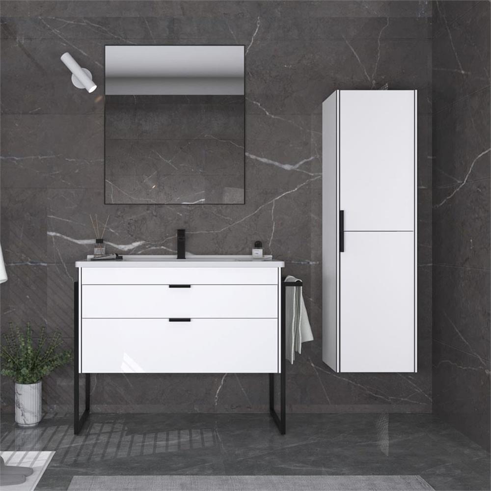 Orka Trio 100 cm Ayaklı Çekmeceli Banyo Dolabı
