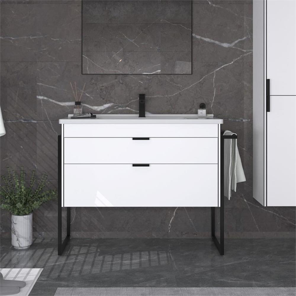 Orka Trio 100 cm Ayaklı Çekmeceli Banyo Dolabı Alt Modülü