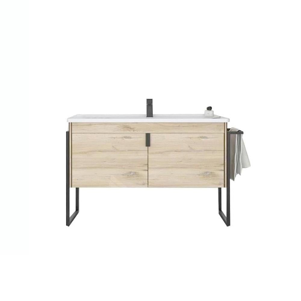 OrkaTrio 100 cm Ayaklı Kapaklı Banyo Dolabı Alt Modülü