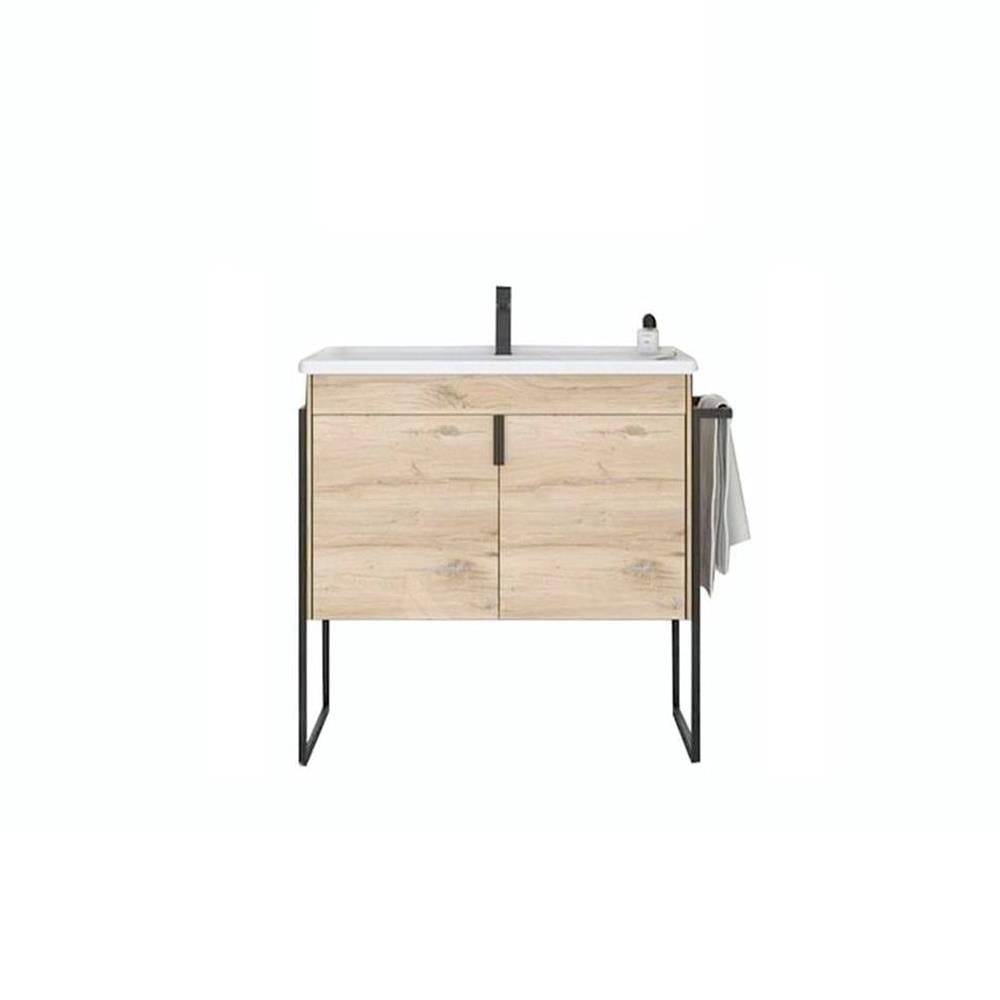 OrkaTrio 65 cm Ayaklı Kapaklı Banyo Dolabı Alt Modülü