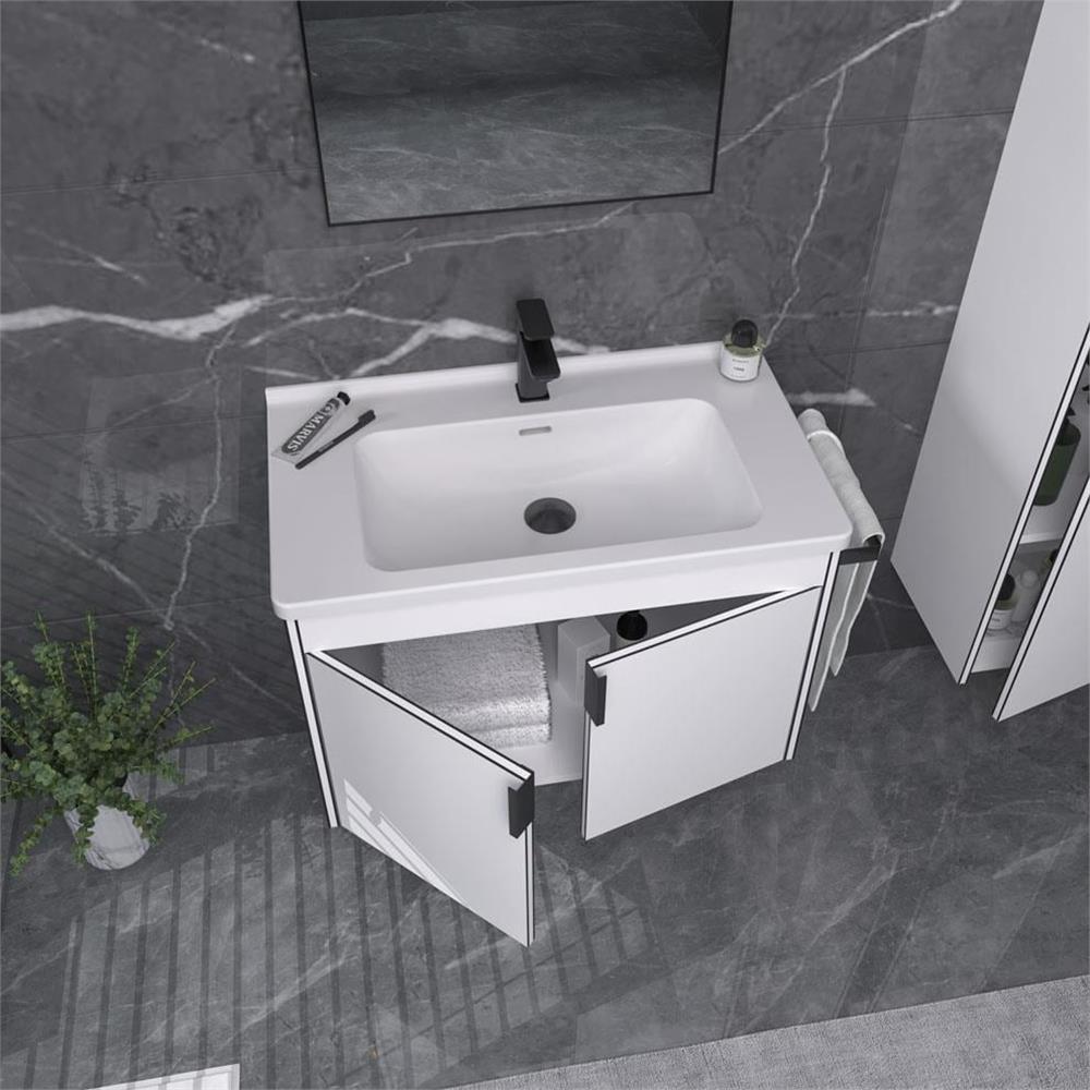Orka Trio 80 cm Asma Kapaklı Banyo Dolabı