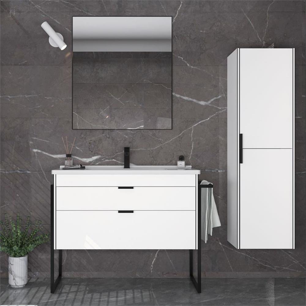 Orka Trio 85 cm Ayaklı Çekmeceli Banyo Dolabı