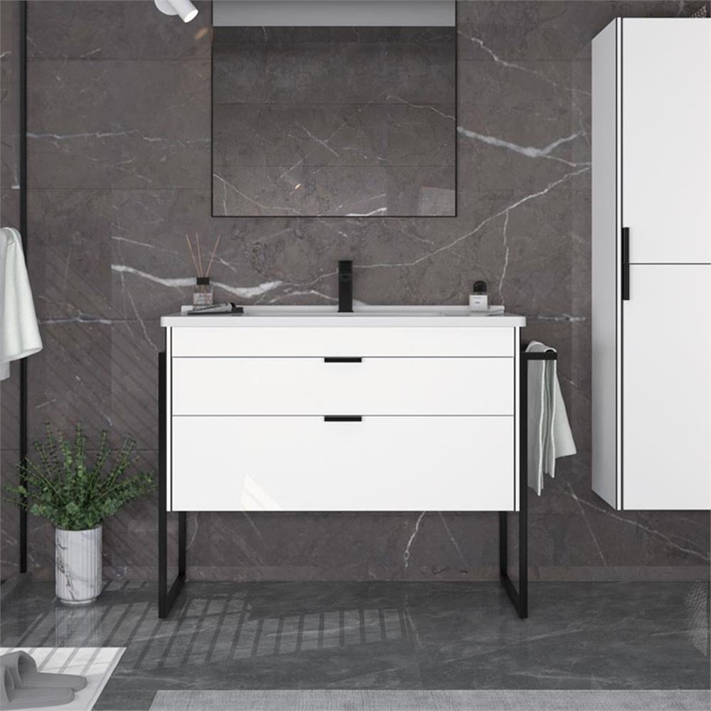 Orka Trio 80 cm Ayaklı Çekmeceli Banyo Dolabı Alt Modülü