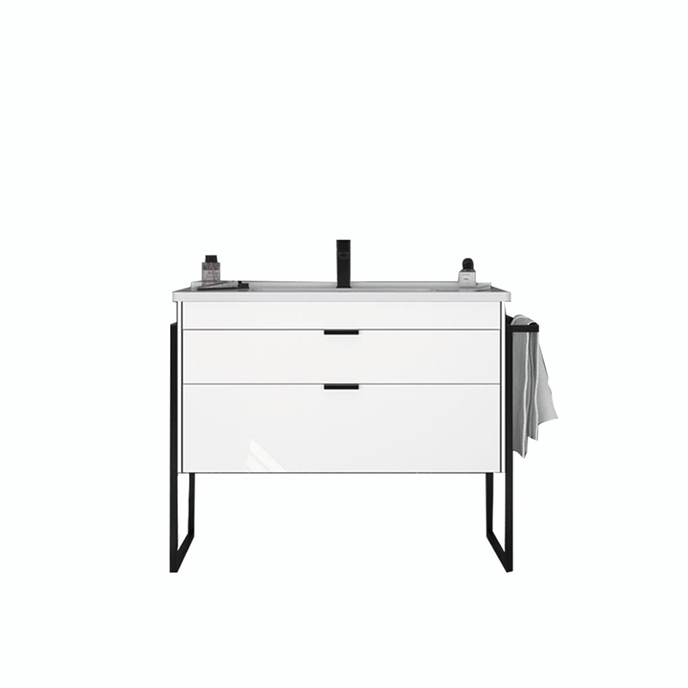 OrkaTrio 85 cm Ayaklı Çekmeceli Banyo Dolabı Alt Modülü