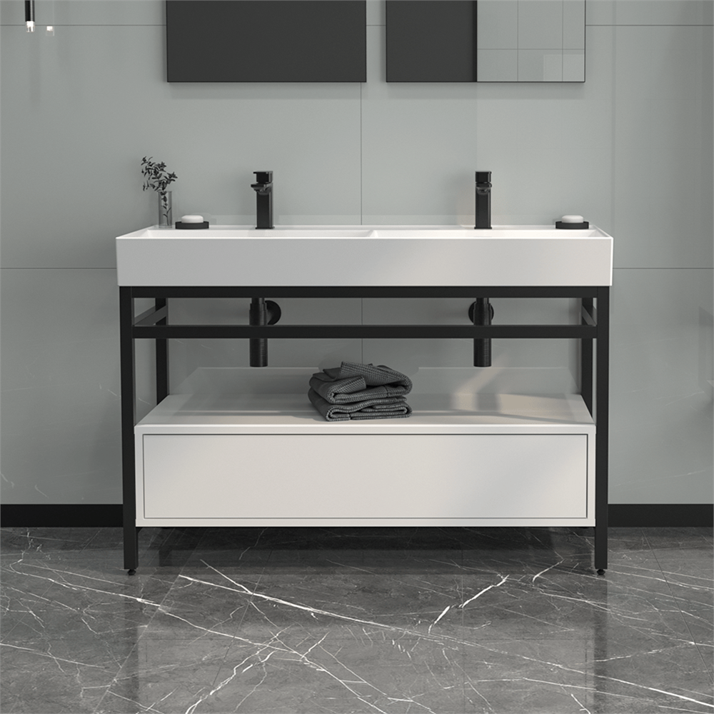 OrkaVegas 120 cm Metal Ayaklı Banyo Dolabı Alt Modülü