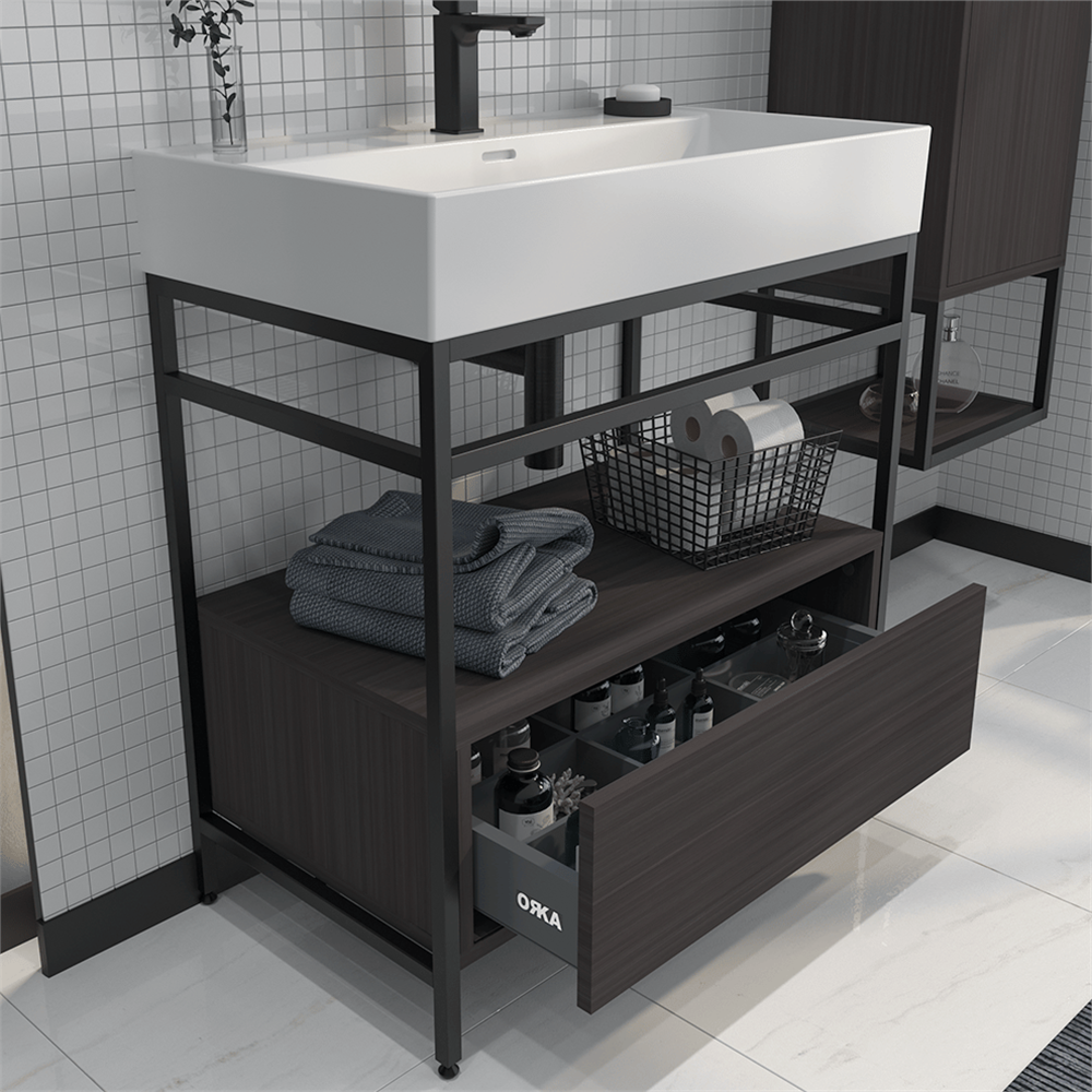 Orka Vegas 60 cm Metal Ayaklı Banyo Dolabı Alt Modülü