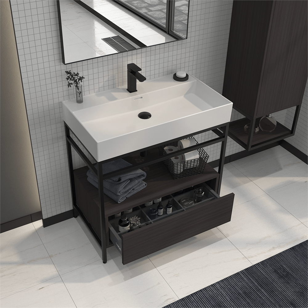 OrkaVegas 80 cm Metal Ayaklı Banyo Dolabı Alt Modülü